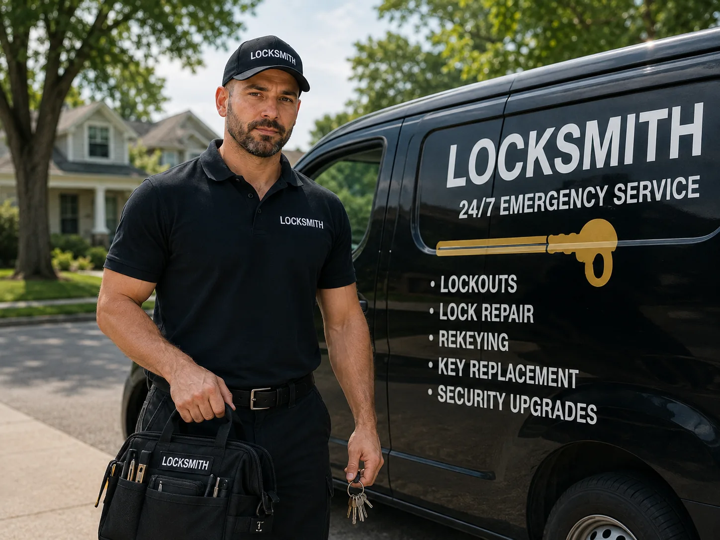 Mobile locksmith van stocked with tools for emergency service